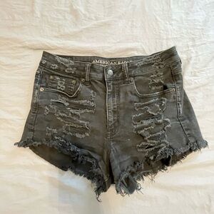 American Eagle Outfitters Black Distressed Jean Shorts